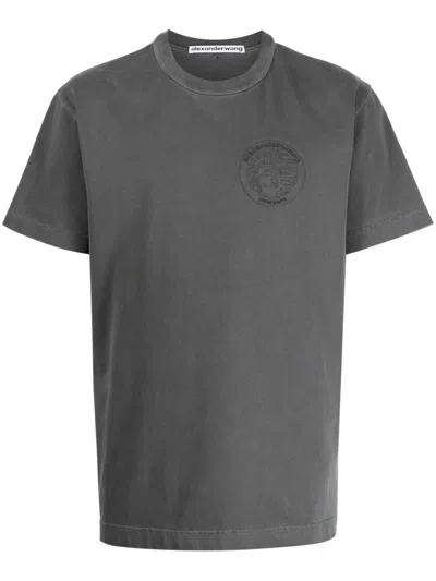 Alexander Wang Statue Of Liberty-embossed Crew Neck T-shirt In Grey