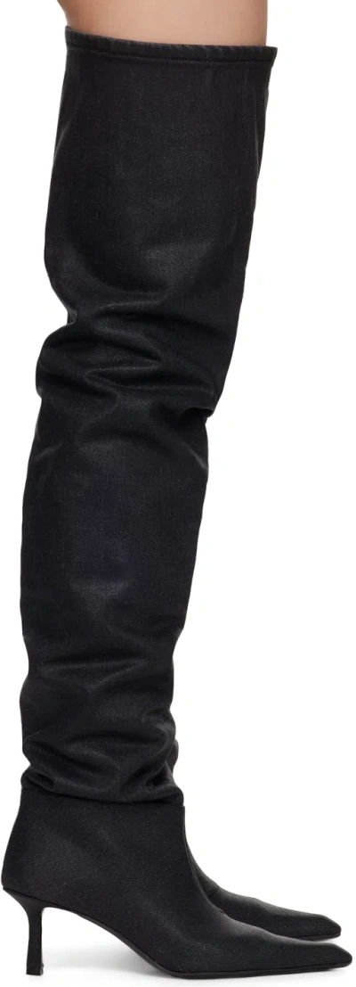 Alexander Wang Gray Viola Denim Boots In 015 Grey Aged