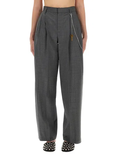 Alexander Wang Gray Wool Blend Pants In Black