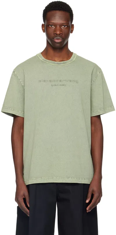 Alexander Wang Green Embossed T-shirt In Acid Smoke Green