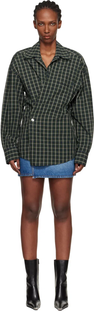 Alexander Wang Green Pre-styled Wrap Minidress In Multi