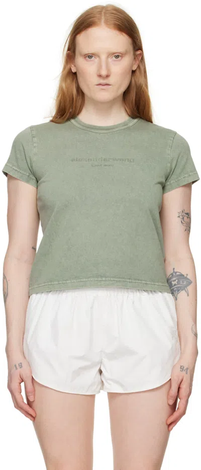 Alexander Wang Green Shrunken T-shirt In 335a Acid Smoke Gree