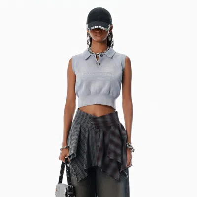 Alexander Wang Grey Cotton-blend Chenille Logo Polo