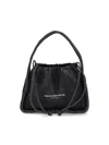 Alexander Wang Grey Cotton Blend Handbag With Drawstring Closure In Black