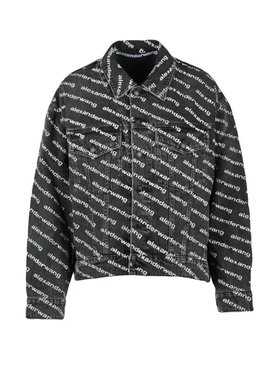 Alexander Wang Grey Cotton Logo Jacket In Gray