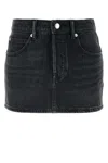 Alexander Wang Black Mid-rise Denim Skort In Grey Aged