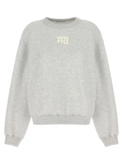 Alexander Wang Grey Cotton Sweatshirt In Light Heather Grey
