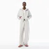 Alexander Wang Grey Cotton Terry Sweatpant With Crystal Hotfix Drawcord In Gray