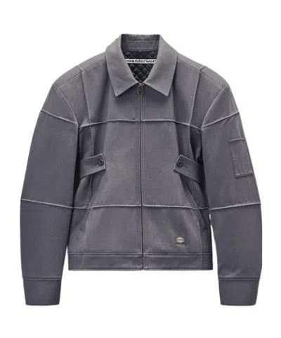 Alexander Wang Grey Cotton-blend Drill Jacket In Gray