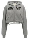 Alexander Wang Cropped Hoodie With Hood And Pockets In Grey