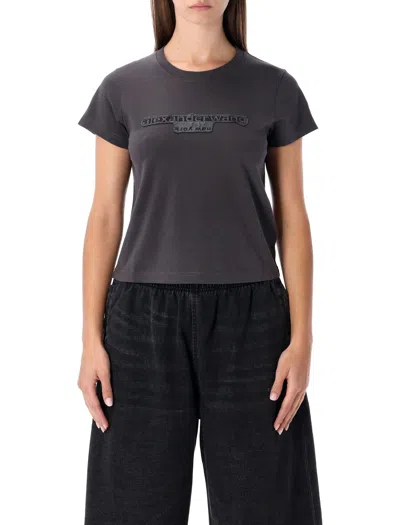Alexander Wang Grey Délavé Cotton T-shirt With Logo In Gray