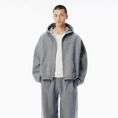 Alexander Wang Grey Hotfix Terry Zip Hoodie In Gray