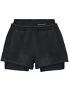 Alexander Wang Logo Waistband Shorts With Layered Design In Grey