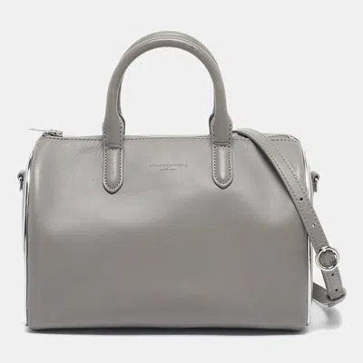 Alexander Wang Grey Leather Small Halo Satchel In Gray
