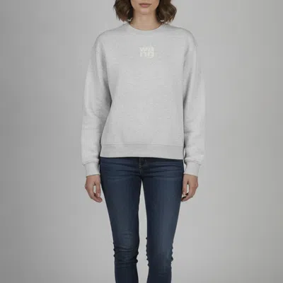 Pre-owned Alexander Wang Grey Logo Detail Essential Terry Crewneck Sweatshirt S