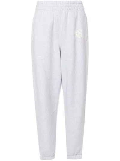 Alexander Wang Grey Logo-print Track Pants In 050 Light Heather Grey