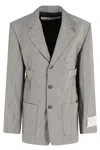 Alexander Wang Grey Melange Wool-mohair Blend Blazer In Gray