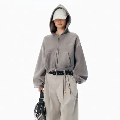 Alexander Wang Grey Oversized Crop Hoodie