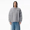 Alexander Wang Grey Oversized Pullover With Hand-crochet Logo In Gray