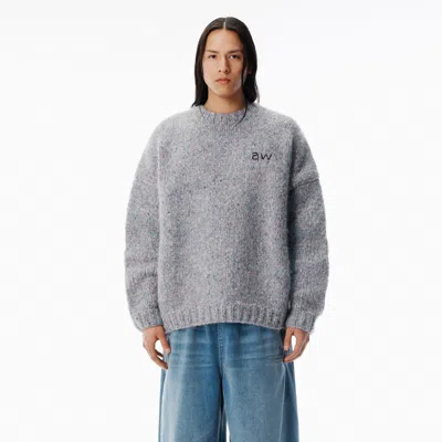 Alexander Wang Grey Oversized Pullover With Hand-crochet Logo In Gray