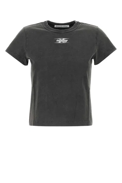Alexander Wang Grey Puff Logo Shrunken T-shirt