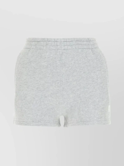 Alexander Wang Grey Shorts With Elastic Waistband And Ribbed Texture In White