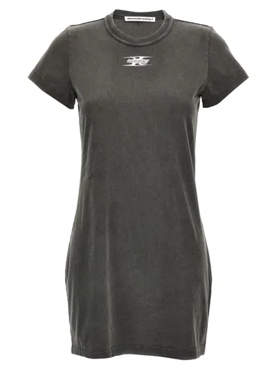 ALEXANDER WANG GREY SHRUNKEN MINI T-SHIRT DRESS