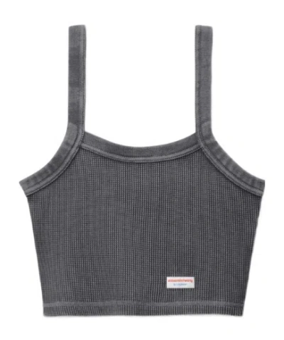 Alexander Wang Grey Waffle-knit Cami Tank In Gray