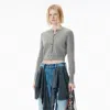 Alexander Wang Grey Wool-blend Hotfix Cardigan In Gray