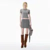 Alexander Wang Grey Wool-blend Hotfix Miniskirt In Gray