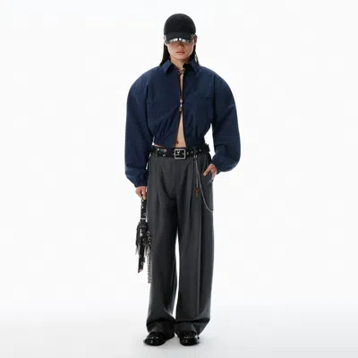 Alexander Wang Grey Wool-blend Mid-rise Pants