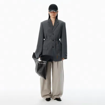 Alexander Wang Grey Wool-blend Raw-edged Blazer