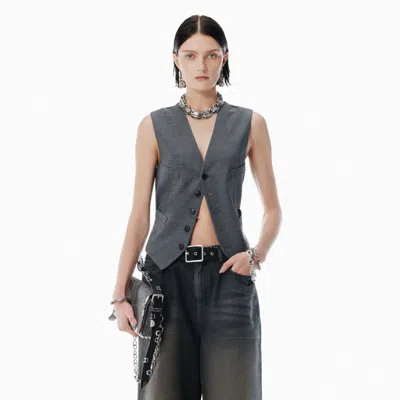 Alexander Wang Grey Wool-blend Vest With Chain-link