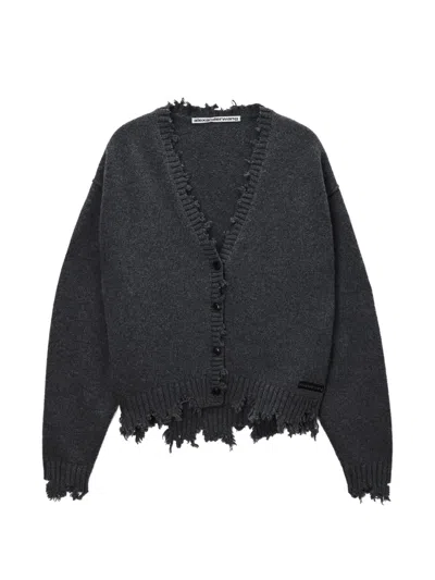 Alexander Wang Grunge V-neck Cardigan In Gray