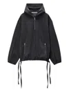 Alexander Wang Half-zip Drawstring-waist Hoodie In Animal Print