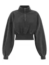 Alexander Wang High Collar Cropped Long Sleeve Top In Black
