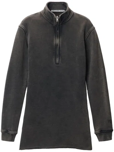 Alexander Wang Half-zip Mini Dress In Grey