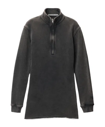 Alexander Wang Half-zip Mini Dress In Black