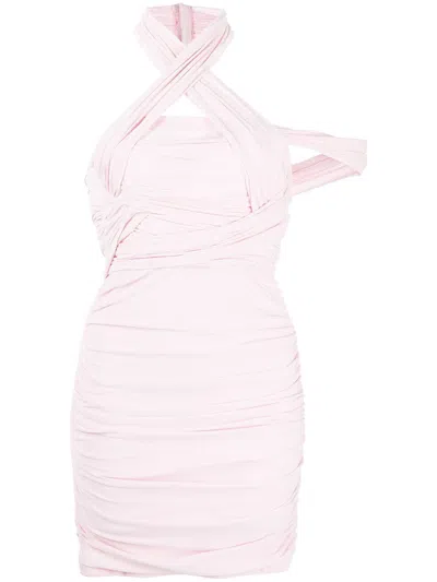 Alexander Wang Halterneck Asymmetric Mini Dress In Light Pink