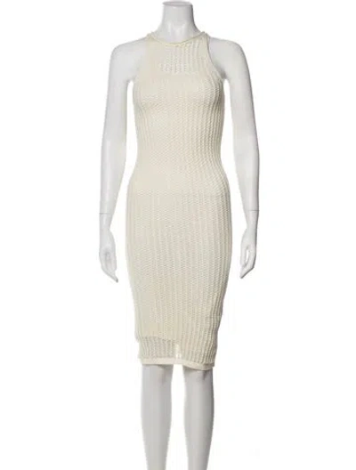 Pre-owned Alexander Wang Halterneck Knee-length Dress In White