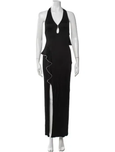 Pre-owned Alexander Wang Halterneck Long Dress In Black