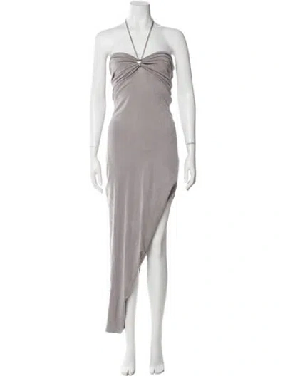 Pre-owned Alexander Wang Halterneck Long Dress In Gray
