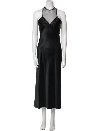 Pre-owned Alexander Wang Halterneck Long Dress W/ Tags In Black