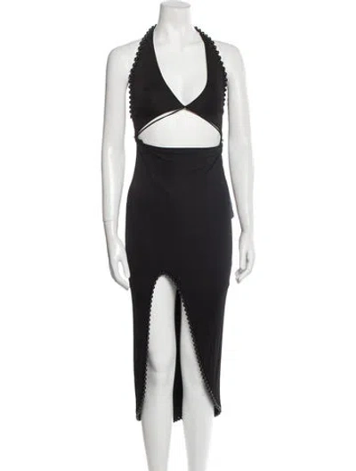 Pre-owned Alexander Wang Halterneck Midi Length Dress In Black