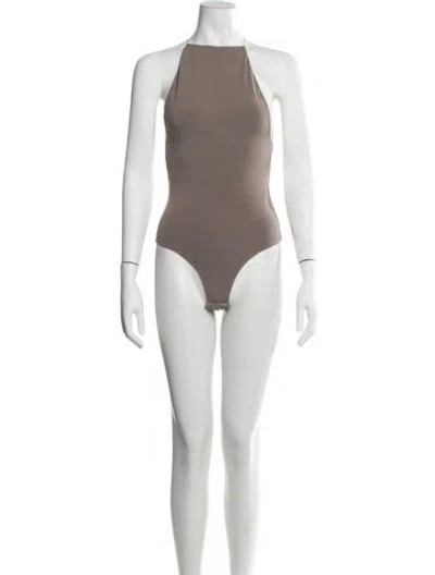 Pre-owned Alexander Wang Halterneck Sleeveless Bodysuit In Neutrals