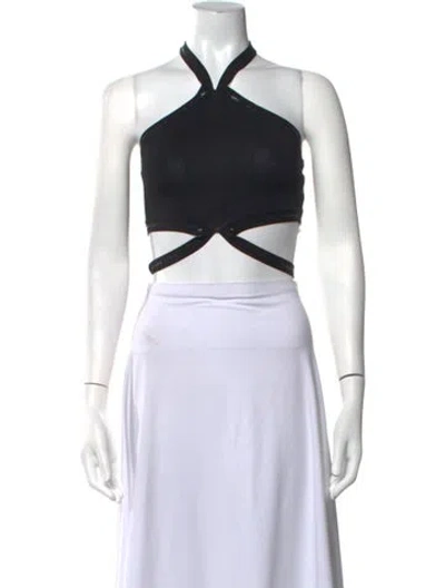 Pre-owned Alexander Wang Halterneck Sleeveless Crop Top W/ Tags In Black