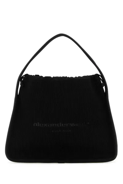 Alexander Wang Large Ryan Handbag In Textured Fabric In Black