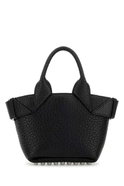 Alexander Wang Structured Leather Tote Bag With Buckle Detail In Black