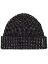 Alexander Wang Rib Beanie With Allover Hotfix Crystal Accessories In Black