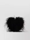 Alexander Wang Heart Feathered Satin Insert Clutch In Black